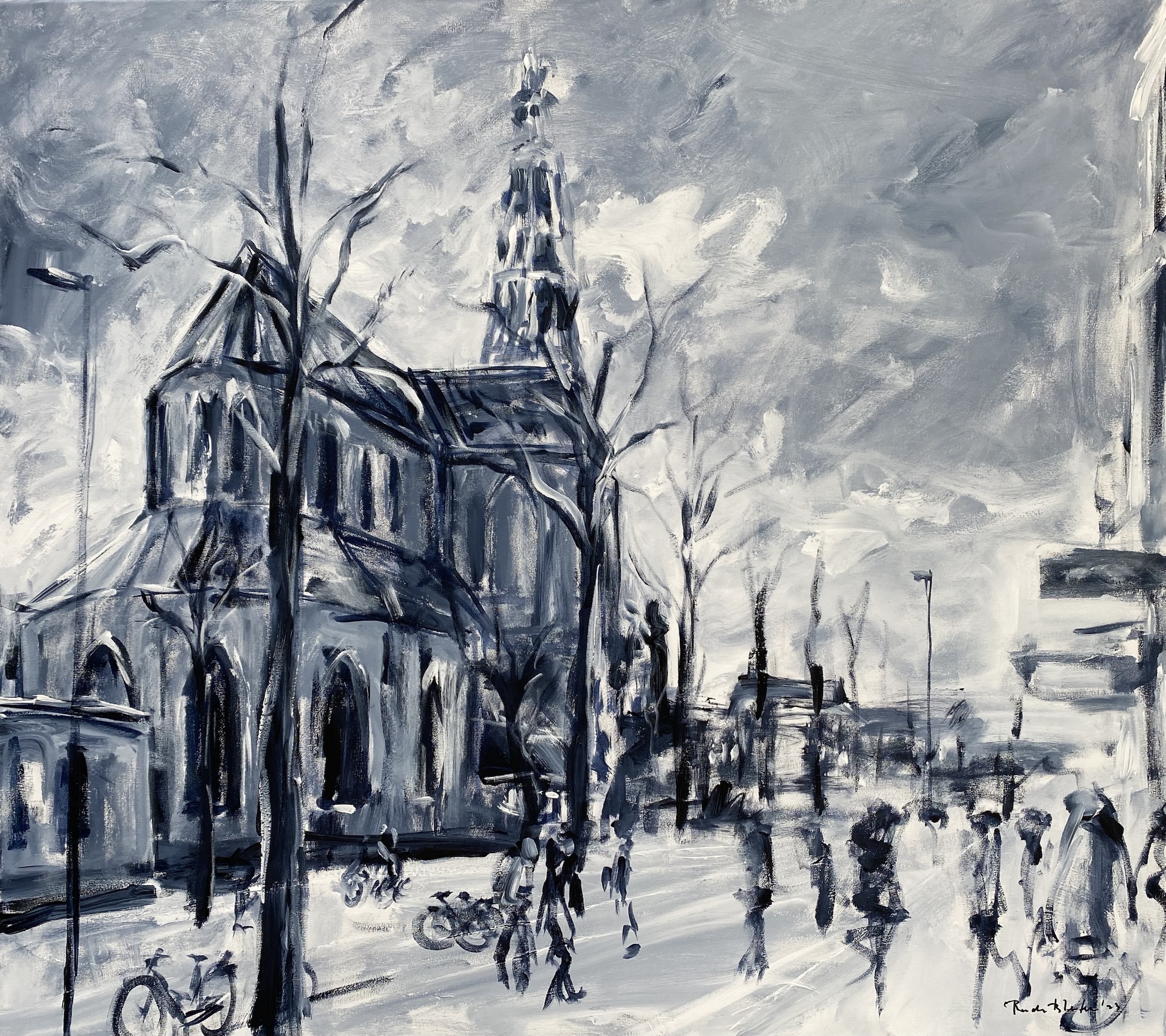 A-kerk, schilderij van Reinder Bleeker, 80 x 90 cm