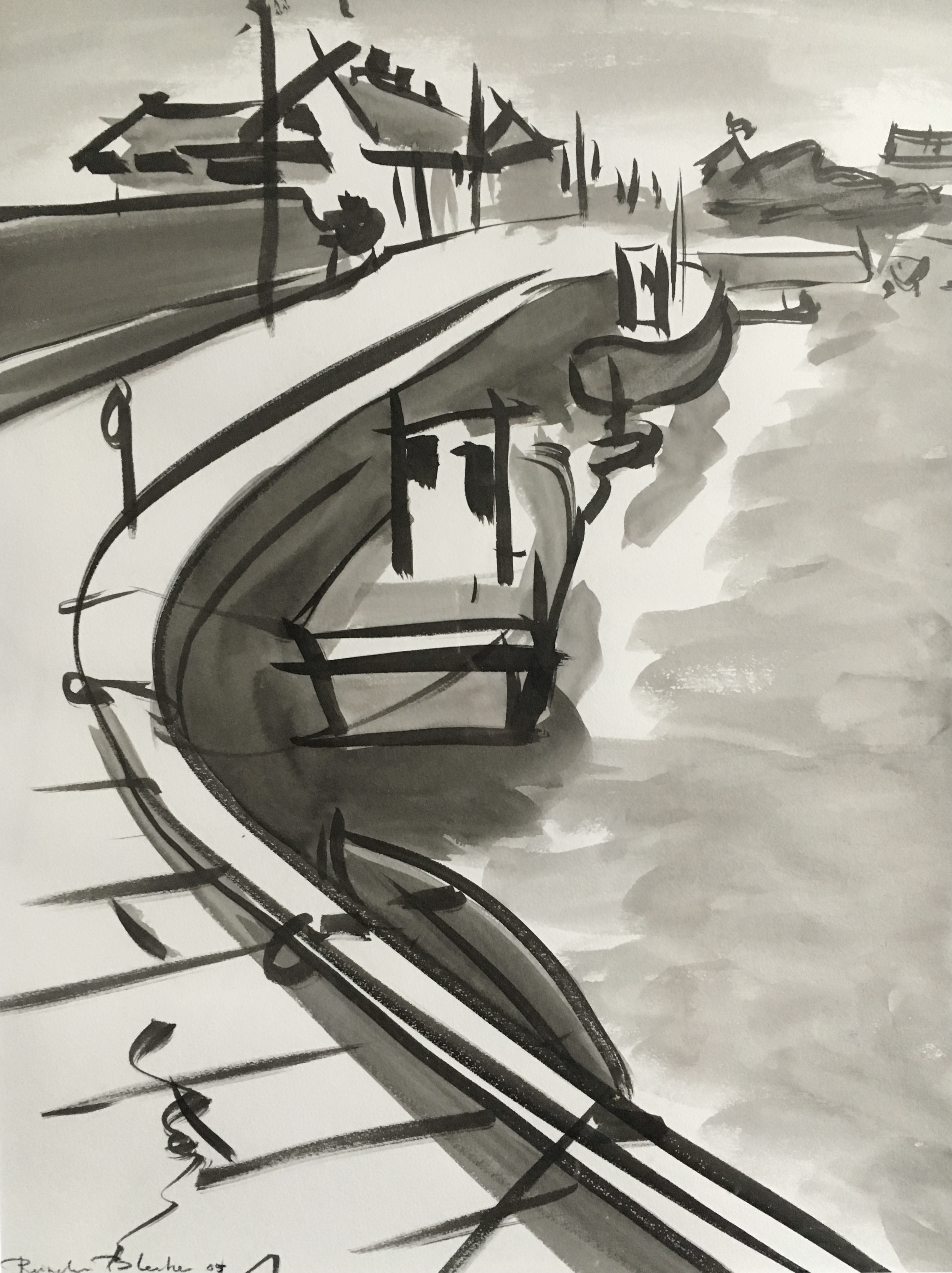 Barna pier, schilderij van Reinder Bleeker, 60 x 80 cm