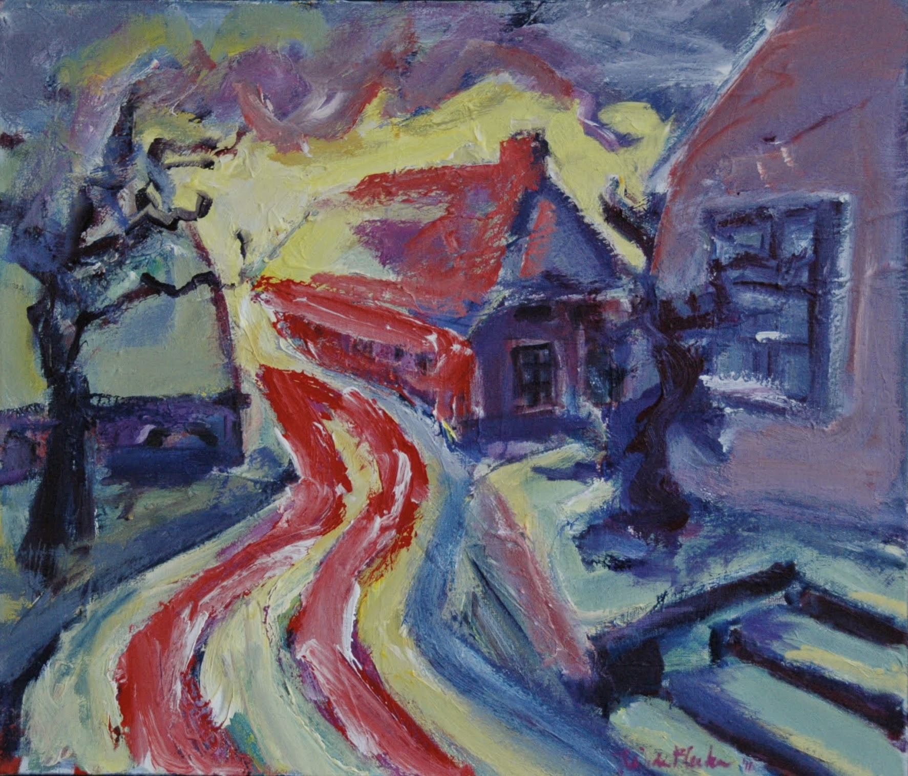 Garnwerd, schilderij van Reinder Bleeker, 60 x 70 cm