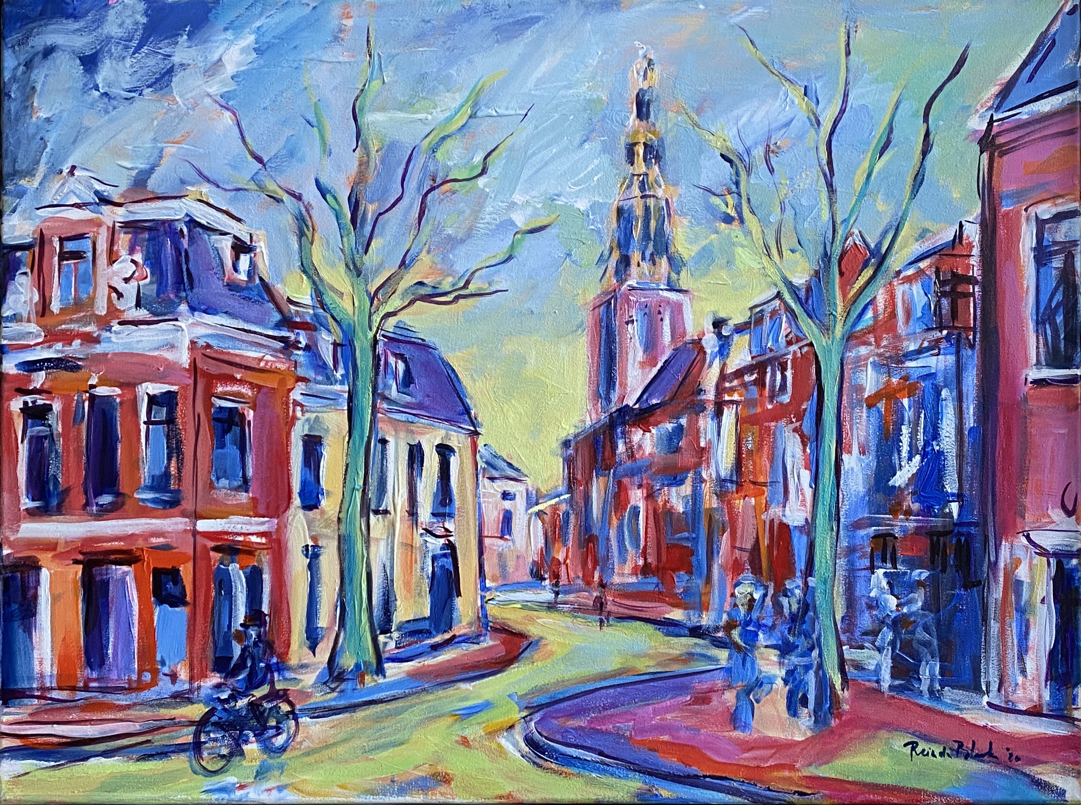 Munnekeholm, schilderij van Reinder Bleeker, 60 x 80 cm