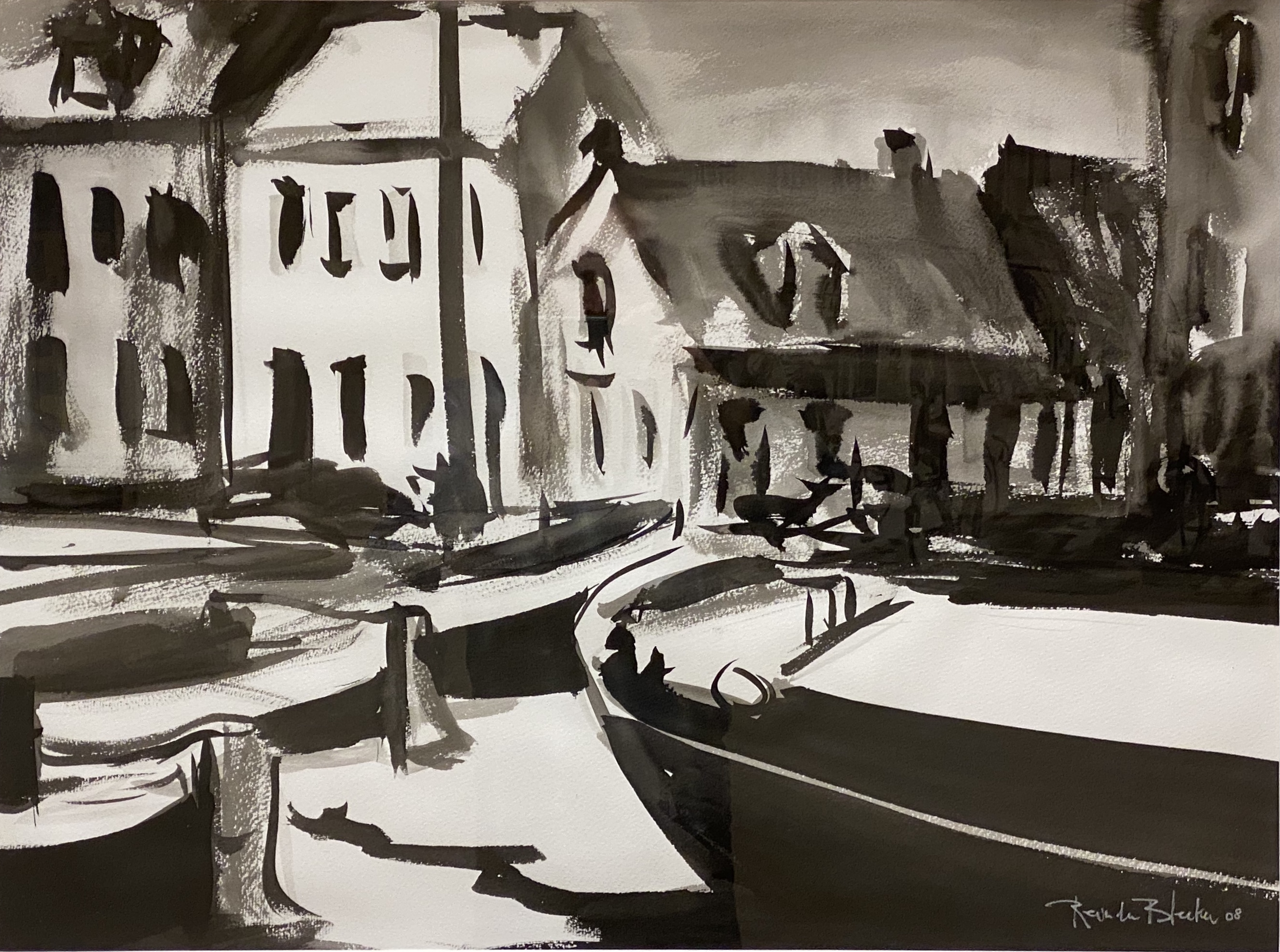 Noorderhaven, schilderij van Reinder Bleeker, 60 x 75 cm