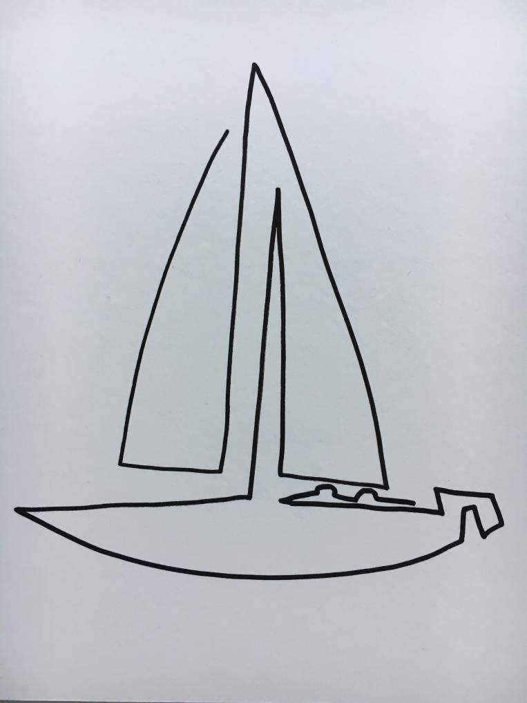 Oneliner, schilderij van Reinder Bleeker, 20 x 30 cm
