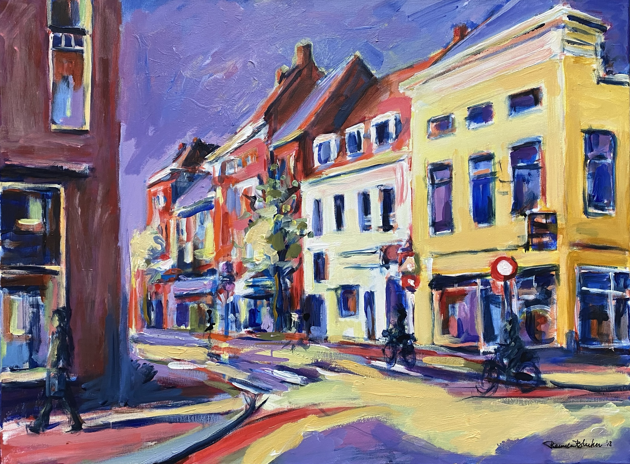 Steentilstraat, schilderij van Reinder Bleeker, 60 x 80 cm