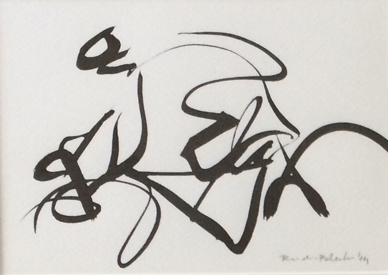 Wielrenner, schilderij van Reinder Bleeker, 10 x 15 cm